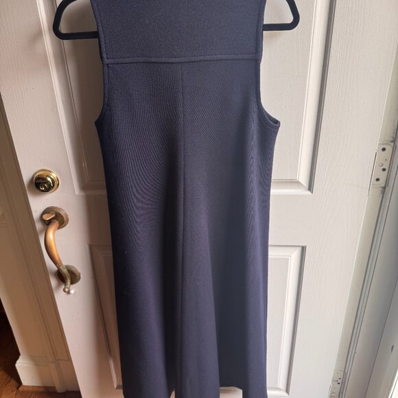 VINTAGE Designer Gerard Darel Dress Navy Wool Sleeveless Long Length Size 44 - Picture 4 of 7